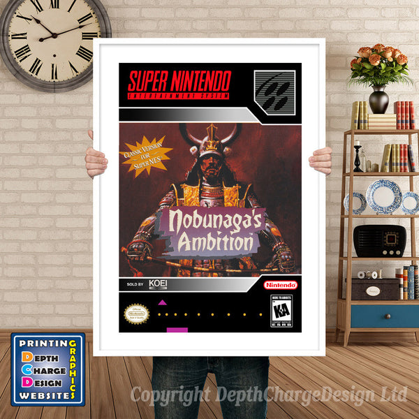 Nobunaga's Ambition Super Nintendo Game Inspired Theme Retro Gaming Poster