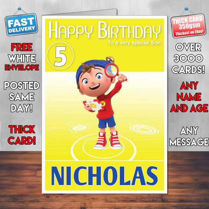 Noddy Toyland Detective 1 Style Theme Personalised Kidshows Birthday Card (SA)