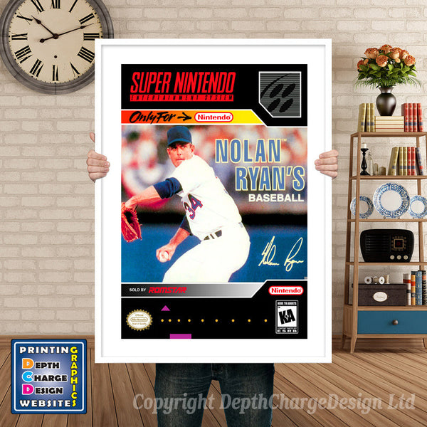 Nolan Ryan's Baseball Super Nintendo Game Inspired Theme Retro Gaming Poster