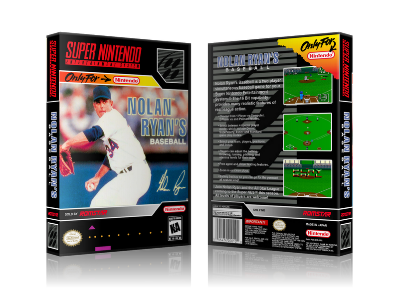 Nolan Ryan's Baseball Replacement SNES REPLACEMENT Game Case Or Cover