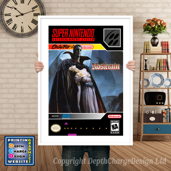 Nosferatu Super Nintendo Game Inspired Theme Retro Gaming Poster