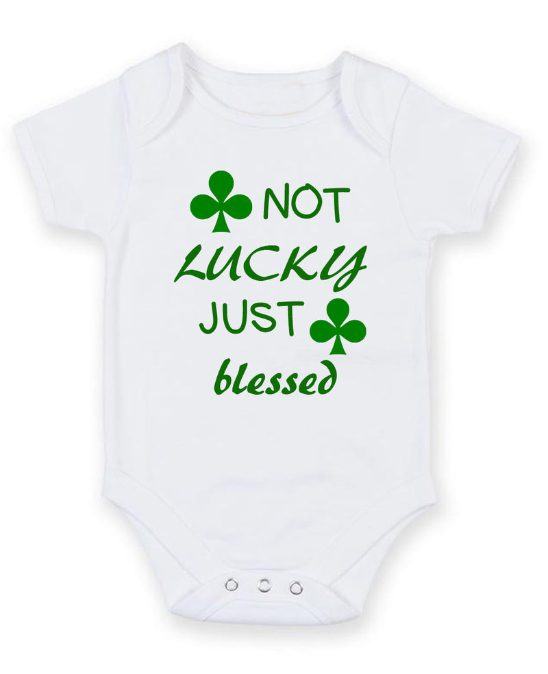 Not Lucky Just Blessed Personalised Baby Boy Girl Unisex Short Sleeve Bodysuit
