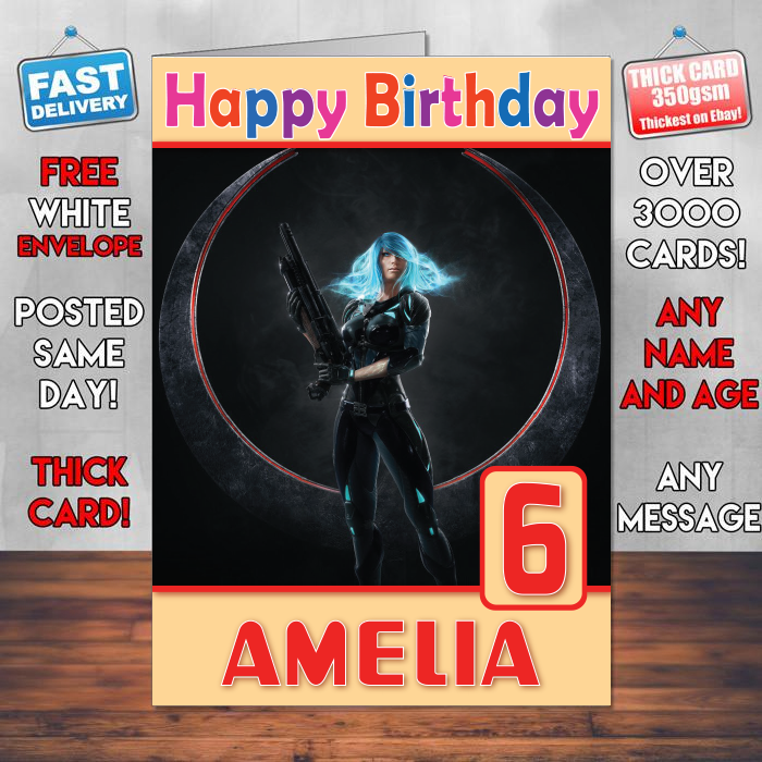 Personalised Nyx Quake Champions Inspired Style Game Kids Inspired Birthday Card (SA)