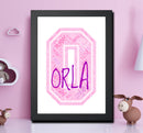 Personalised Name Word Art Poster Print Pink Letter O