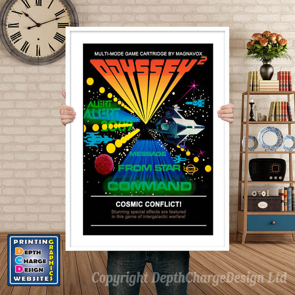Odyssey 2 Cosmic Conflict Odyssey Game Inspired Theme Retro Gaming Poster
