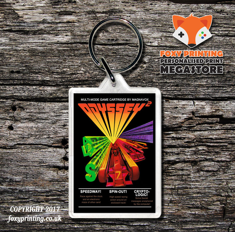 ODYSSEY 2 Speedway Spinout Cryptologic Game Inspired Retro Gaming Keyring
