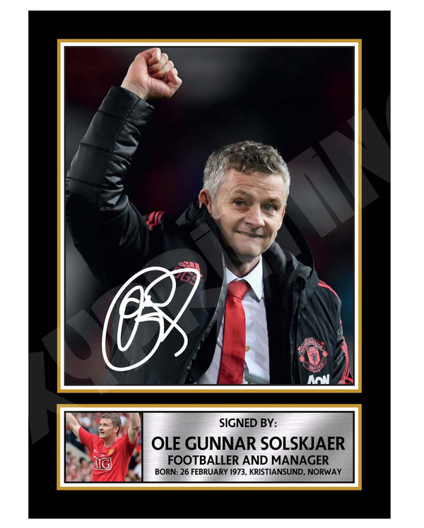 OLE SOLSKJAER 2 Football Player Printed Signature Print