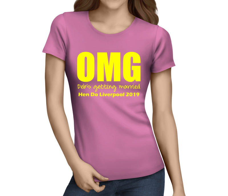 OMG Colour Custom Hen T-Shirt - Any Name - Party Tee