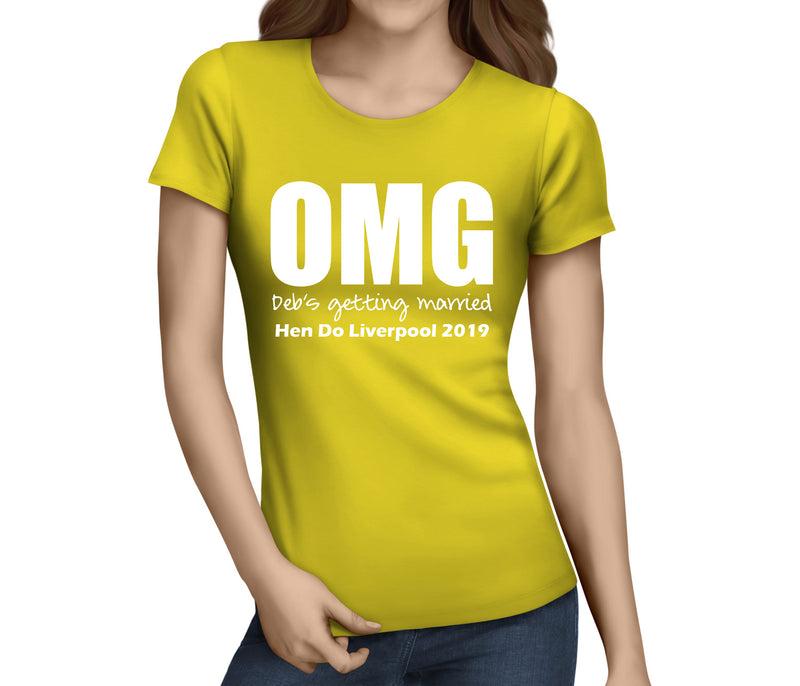 OMG Colour White Hen T-Shirt - Any Name - Party Tee