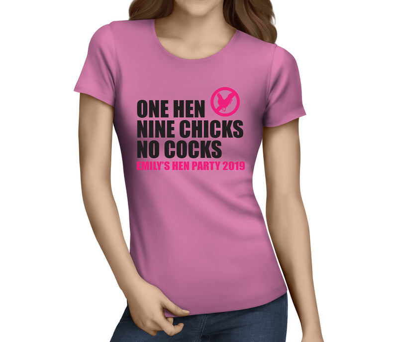 One Hen Nine Chicks Colour Hen T-Shirt - Any Name - Party Tee