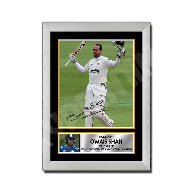 OWAIS SHAH 2 Limited Edition Cricketer Signed Print - Cricket Player