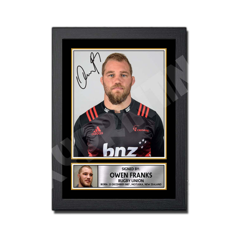OWEN FRANKS 1 Limited Edition Rugby Player Signed Print - Rugby