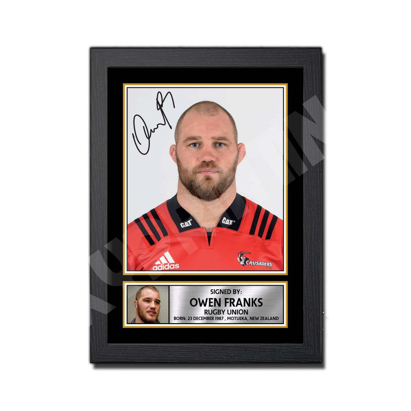 OWEN FRANKS 2 Limited Edition Rugby Player Signed Print - Rugby