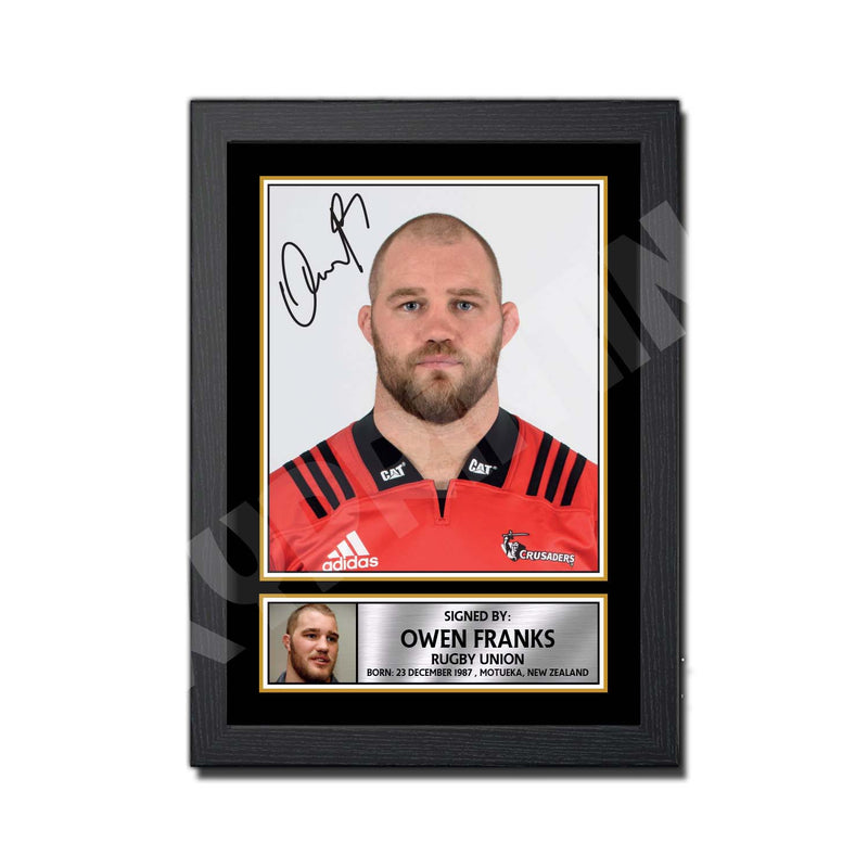 OWEN FRANKS 2 Limited Edition Rugby Player Signed Print - Rugby