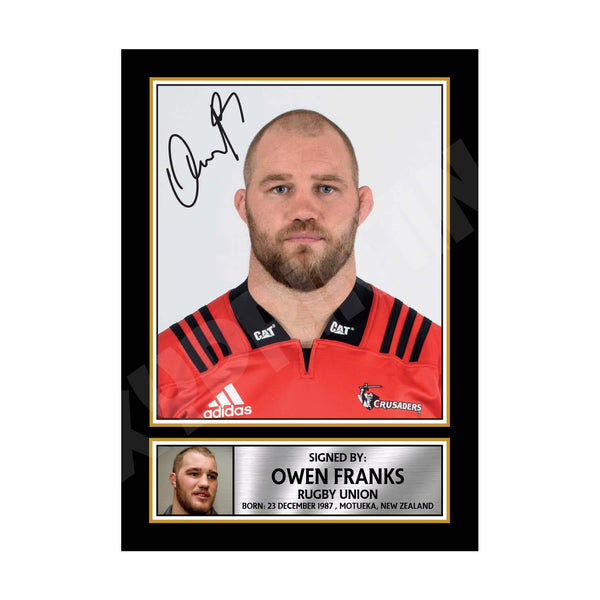 OWEN FRANKS 2 Rugby Player Printed Signature Print