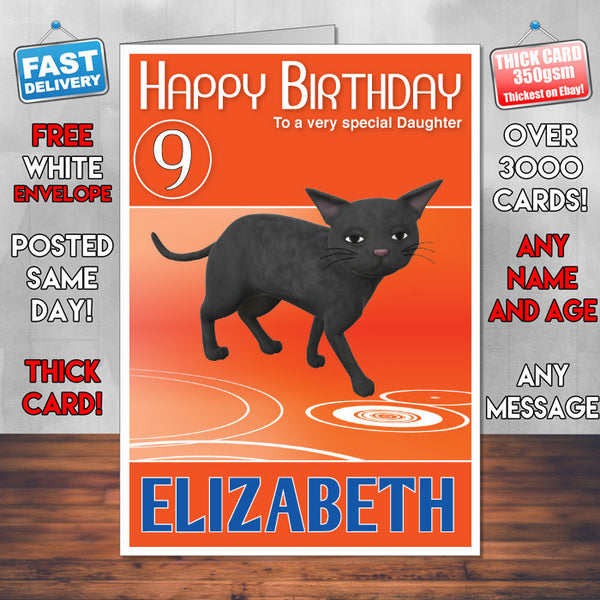 Olivia 3 Style Theme Personalised Kidshows Birthday Card (SA)