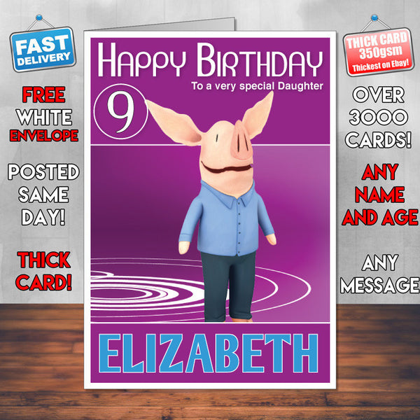Olivia 4 Style Theme Personalised Kidshows Birthday Card (SA)