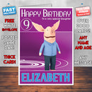 Olivia 4 Style Theme Personalised Kidshows Birthday Card (SA)