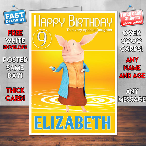 Olivia 5 Style Theme Personalised Kidshows Birthday Card (SA)