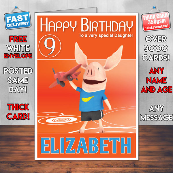Olivia 6 Style Theme Personalised Kidshows Birthday Card (SA)