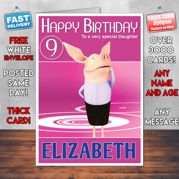 Olivia 7 Style Theme Personalised Kidshows Birthday Card (SA)