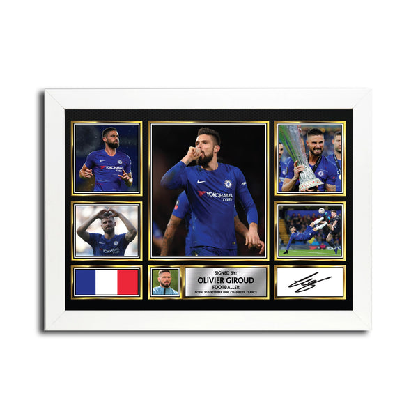 Olivier Giroud MC1651 – Black Frame Printed Signature Football Poster