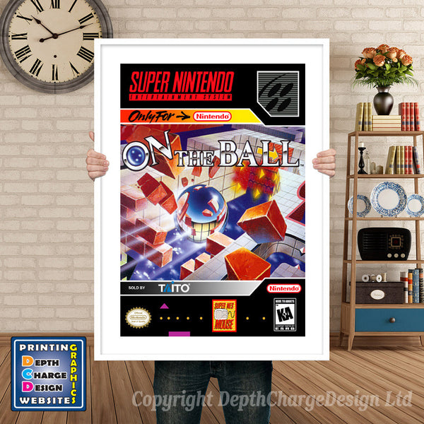 On the Ball Super Nintendo Game Inspired Theme Retro Gaming Poster