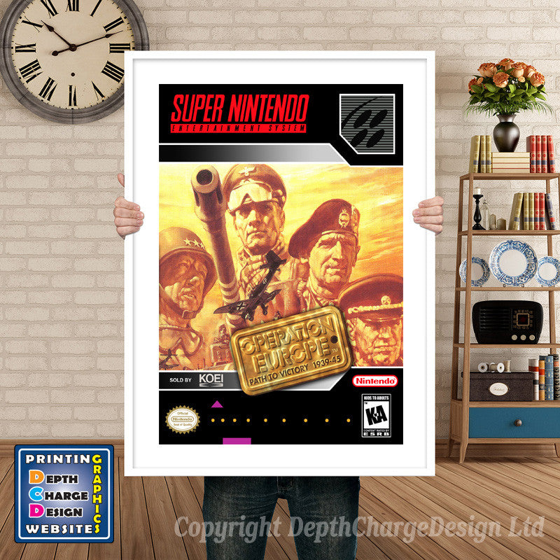 Operation Europe Super Nintendo GAME INSPIRED THEME Retro Gaming Poster A4 A3 A2 Or A1