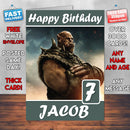 Orgrim Warcraft Theme Style Personalised Kids Inspired Movie Birthday Card (SA)