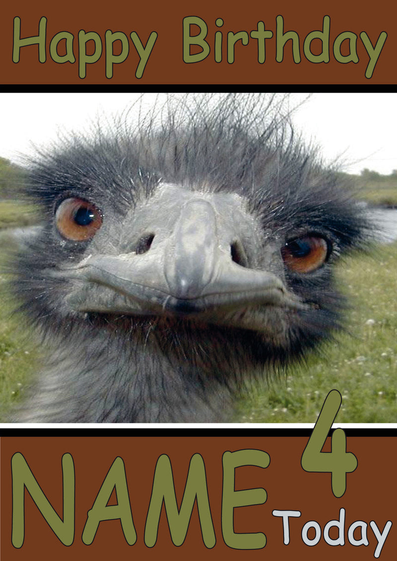 Ostrich Selfie Funny Kids Adult Personalised Birthday Card Gift Present