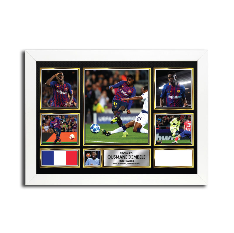 Ousmane Dembélé MC1652 - Black Frame Autographed Football Poster