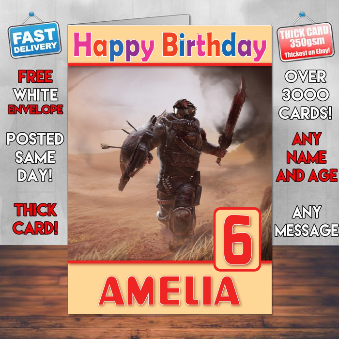 Personalised Outlaw Elex Inspired Style Game Kids Inspired Birthday Card (SA)