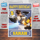 Personalised Overwatch Tracer Inspired Style Game Kids Inspired Birthday Card (SA)