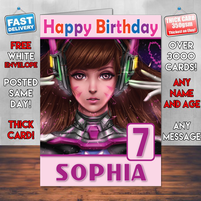 Personalised Overwatch Fan Art Hd Inspired Style Game Kids Inspired Birthday Card (SA)