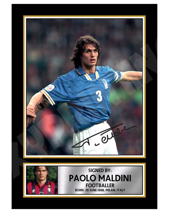 PAOLO MALDINI 2 Football Player Printed Signature Print