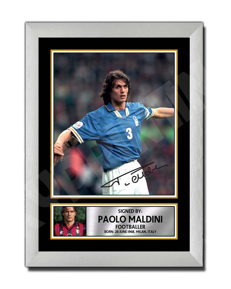 PAOLO MALDINI 2 Limited Edition Football Player Signed Print - Football