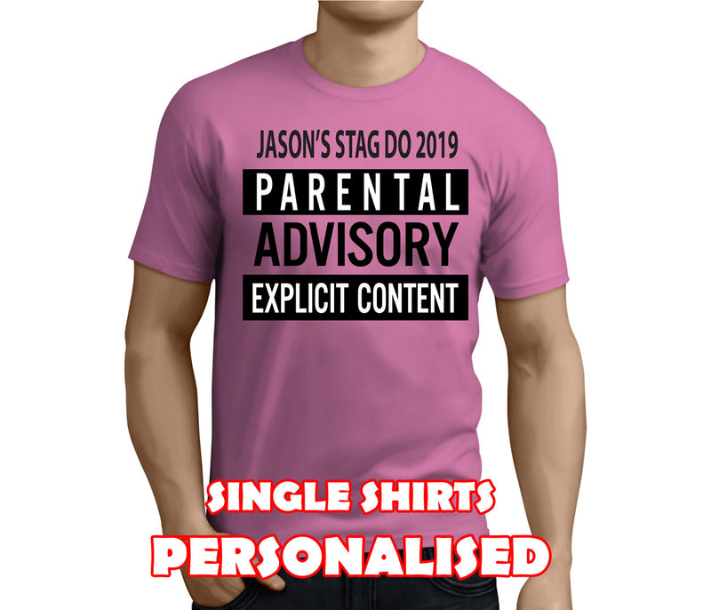 Parental Advisory Black Custom Stag T-Shirt - Any Name - Party Tee
