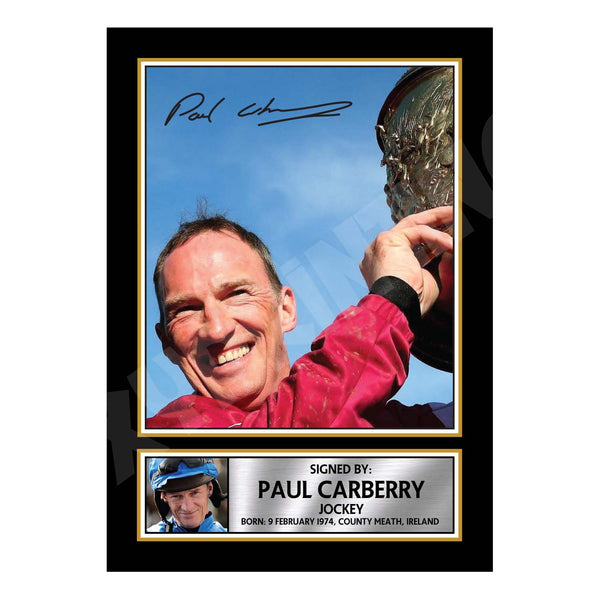 PAUL CARBERRY Horse Racer Printed Signature Print – Horse Racing