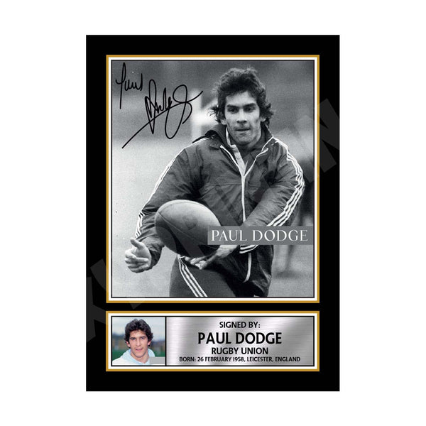 PAUL DODGE 1 Rugby Player Printed Signature Print