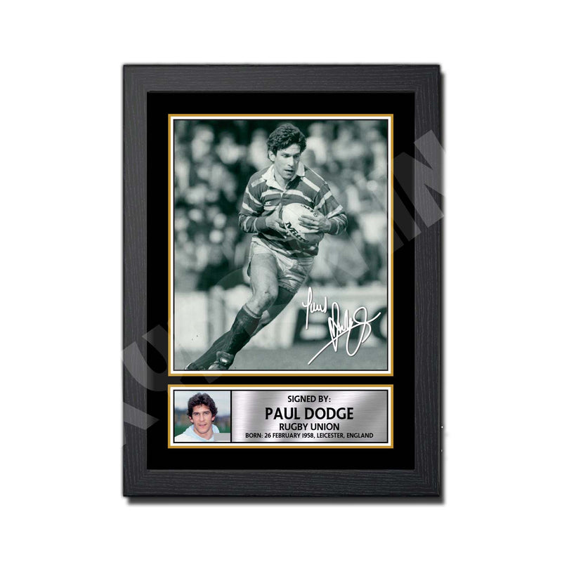 PAUL DODGE 2 Limited Edition Rugby Player Signed Print - Rugby