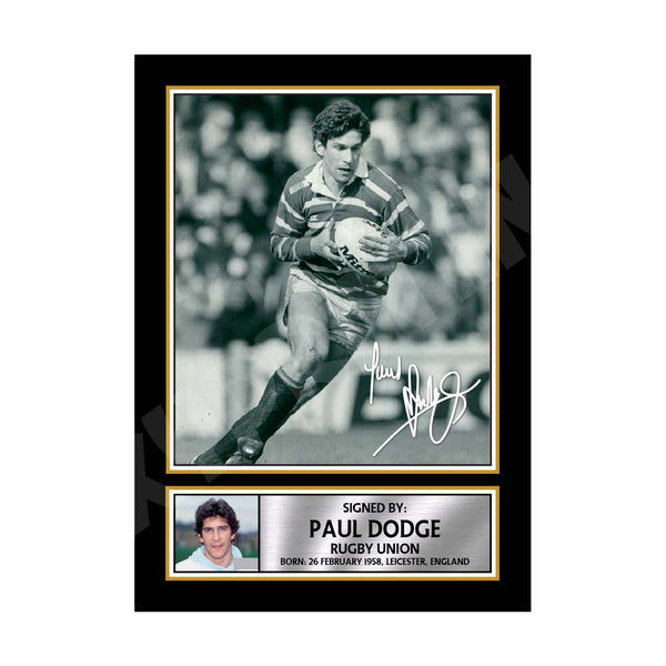 PAUL DODGE 2 Rugby Player Printed Signature Print