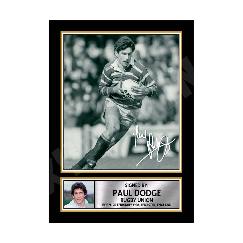 PAUL DODGE 2 Limited Edition Rugby Player Signed Print - Rugby