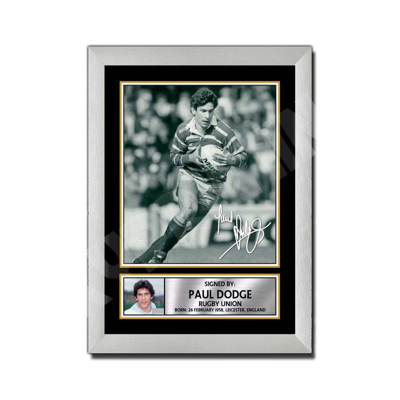 PAUL DODGE 2 Limited Edition Rugby Player Signed Print - Rugby