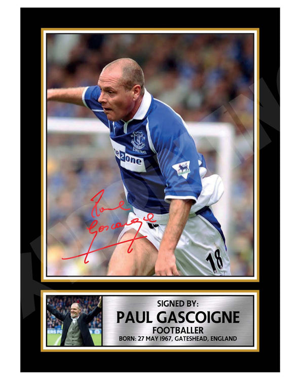PAUL GASCOIGNE 2 Football Player Printed Signature Print