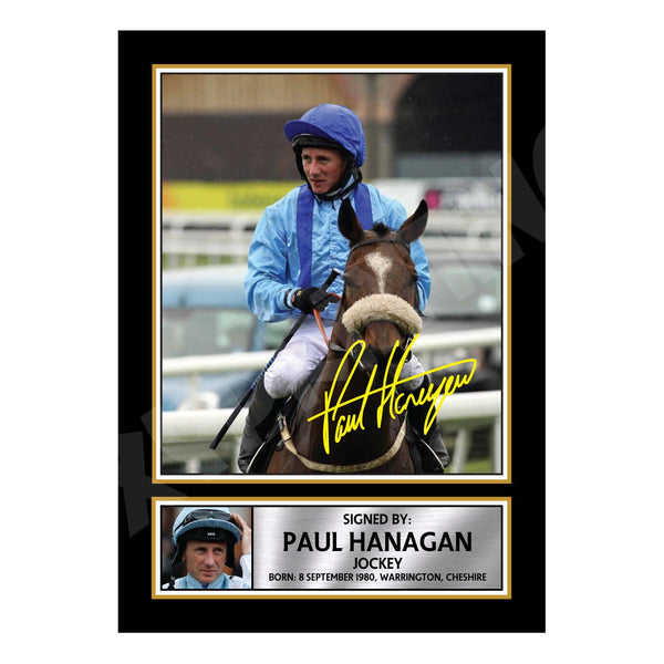 PAUL HANAGAN Horse Racer Printed Signature Print – Horse Racing