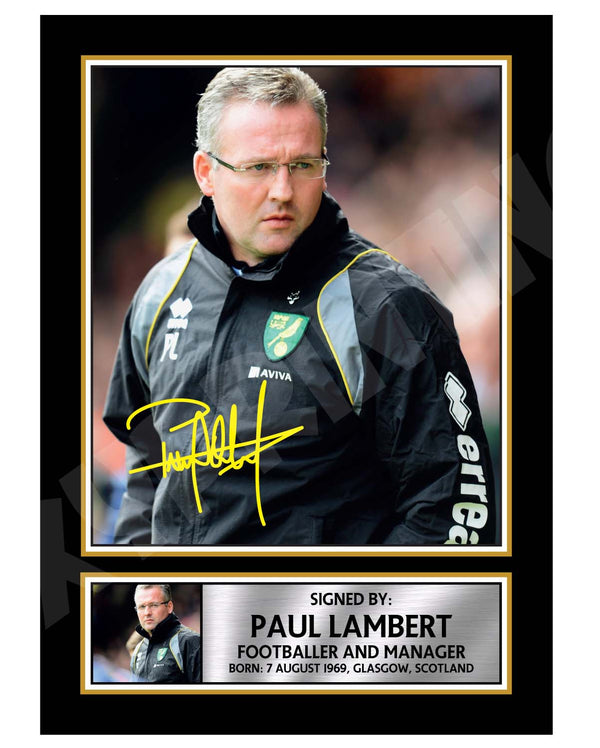 PAUL LAMBERT Football Player Printed Signature Print