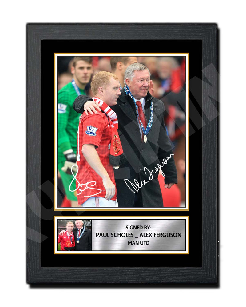 PAUL SCHOLES _ ALEX FERGUSON Limited Edition Football Player Signed Print - Football