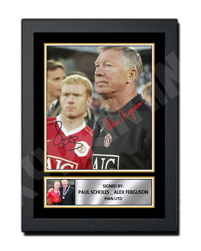 PAUL SCHOLES _ ALEX FERGUSON 2 Limited Edition Football Player Signed Print - Football