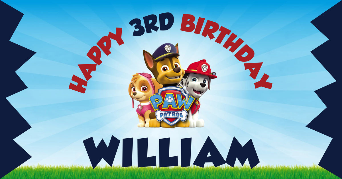 Paw Patrol Children's Birthday Banner Thick 3
