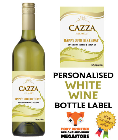PERSONALISED White Wine Bottle Label  - custom name bottle lables